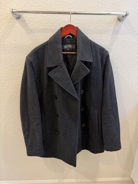 Kenneth Cole Reaction Dark Charcoal Double-Breasted Peacoat